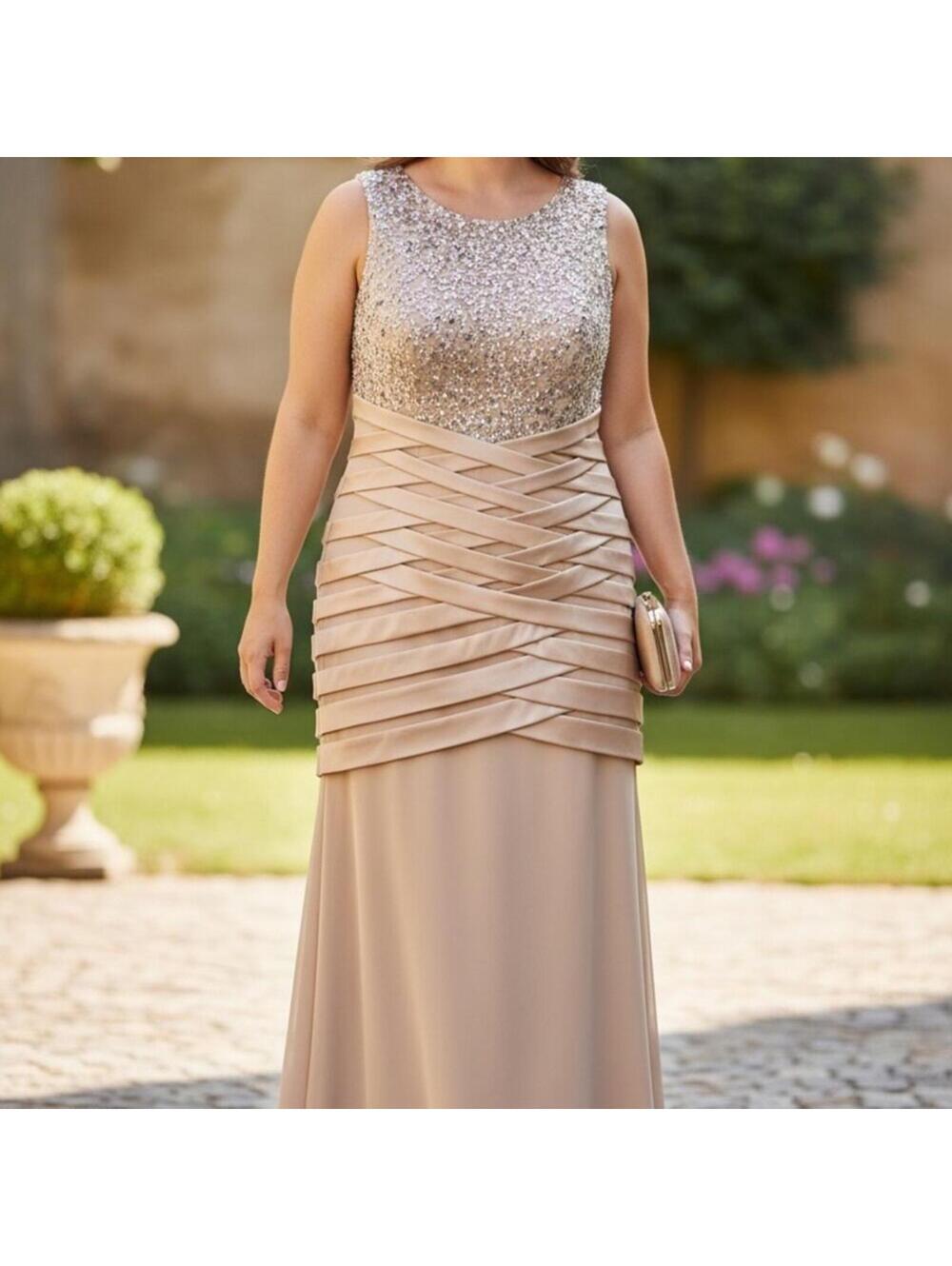 KM Collections by Milla Bell Champagne Formal Gown Size 18